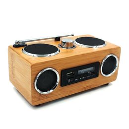 Computer Speakers Factory Wholesale Handmade Bamboo Radio Speaker Portable Hi-Fi Wood Wooden Tf/Usb Card Subwoofer Fm With Remote Mp Dhtce