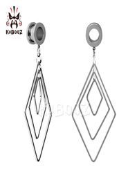 Kubooz piercing stainless steel rhombus dangle ear plugs and tunnels body Jewellery ear gauges pair selling expander6604002