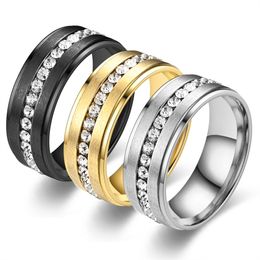 Cross-border Stainless Steel Designer Ring Band Gold black Matte Diamond Mens Ring Charm Gift Design Jewelry