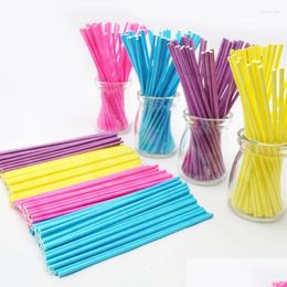 Baking Moulds Mods 100Pcs Colorf Lollipop Stick 15Cm Papen Cake Pop Sticks For Lollypop Candy Chocolate Sugar Cudgel Pole Handle Rod Dhn70