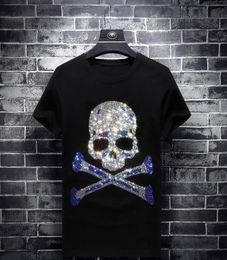 Men's T-Shirts Glittering Rhines Skulls T Shirts Mens Fashion Clothing Streetwear Short Sleeve O Neck Modal Cotton Calaveras CamisetaMe1065207