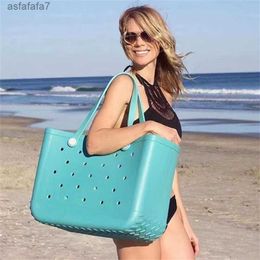 Rainbow Bogg Silicone Beach Large Luxury Eva Plastic Bags Pink Blue Candy Women Cosmetic Bag Pvc Basket Travel Storage Jelly Summer Outdoor Handbag PR6C