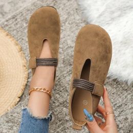Casual Shoes Comemore Women Suede Walking Sandals 2024 Designer Summer Sport Shoe Retro Flats Brown Loafers Mujer Zapatillas