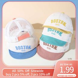 Summer Hat Mesh Breathable Duck Tongue Cap Toddler Baseball Hats Kids Outdoor Sun Visor Fashion Letter Baby Bonnet L2405