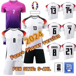 24 Germanys HUMMELS GNABRY Football Jersey Set KROOS WERNER DRAXLER REUS MULLER GOTZE Football Shirt Children's Fan Set Player Edition Home and Away Germany Size M-4XL