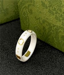Designer mens rings Ceramic Band g letter Rings Black White for Women Men jewelry Gold Ring4753902