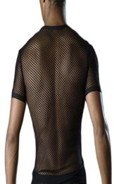 Men039s TShirts Sexy Men Super Thin Mesh T Shirt Short Sleeve Transparent Perspective Tops Underwear Tshirt Breathable See Th4551381