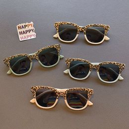 2023 New Children Vintage Leopard Print Square Sunglasses UV400 Outdoor Fashion Girls Boys Protection Sunglass Kids Sun Glasses L2405