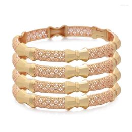 Bangle 4Pcs/Lot Small Butterfly Afro Bangles Gold Color For Women Dubai Bride Bracelet African Arab Jewelry Middle East Drop Delivery Dhwas
