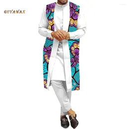 Ethnic Clothing African Men Outfits Dashiki Long Vest Shirt And Pants Sets Fashion Traditional For Print Coats