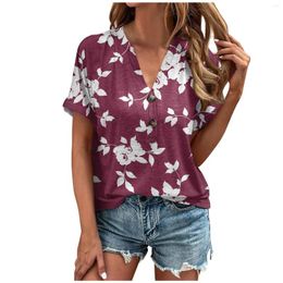 Women's T Shirts Shirt Blouse Button Vintage Print Short Sleeve Casual Basic Top Pullover Summer Clothes For Women Ropa Mujer Y2k Cloth
