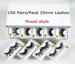Whole 25mm Lashes 203050100 Pairs 25 mm False Eyelashes Thick Strip Mink Lashes Makeup Dramatic Long Mink Eyelashes Bulk6206921
