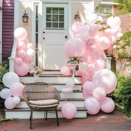 Party Decoration 163pcs Set 12 Inch Pink Latex Balloon 32.8ft Aluminium Foil Hanging Swirls Balloons For Birthday