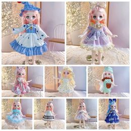 23cm BJD Doll and Clothing 3D Simulation Eyes Comics Face Multiple Movable Joint Hinge Girl DIY Dress Up Toy Birthday Gift 240516