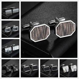 Cuff Links High quality classic mens new black box cufflinks striped Square French wedding shirt accessories Dropship wholesale