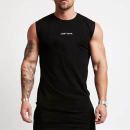 Summer Gym Tank Top Men Cotton Bodybuilding Fitness Sleeveless T Shirt Workout Clothing Mens Compression Sportswear Muscle Vests 240507