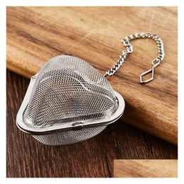 Tea Strainers Stainless Steel Strainer Locking Spice Mesh Infuser Ball Philtre For Teapot Heart Shape Dh8586 Drop Delivery Home Garden Dh6Li