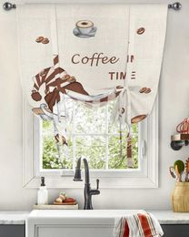 Window Treatments# Coffee Dwarf Coffee Beans Curtains for Living Room Bedroom Modern Tie Up Window Curtain Kitchen Short Curtain Y240517