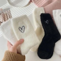 Women Socks Warm Winter Fashion Ladies Home Floor Calcetines Thicken Fleece Sock Cartoon Love Soft Fluffy Bed