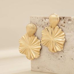 Stud Earrings Jewelry Personalized Fluid Metal Lotus Leaf Niche Cold Wind Pleated European American For Women