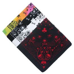 Bandanas Durag 55cm White Black Red Skull Geometric Bandana Unisex Harajuku Hip Hop Square Headband Motorcycle Sports Hair Wr Wristband J240516