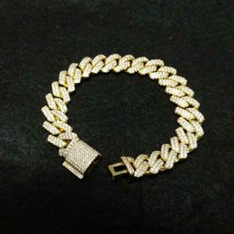 14mm Diamond Miami Prong Cuban Link Chain Bracelets 14k White Gold Iced Icy Cubic Zirconia Jewelry 7inch 8inch Cuban Bracelet 286x