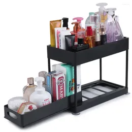 Kitchen Storage Under Sink Rack Organiser Stackable Plastic Seasoning Connexion 2 Tiers Shelf Bathroom Accessories