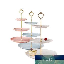 Fashionable European style 3 Tier Cake Plate Stand Handle Fitting Silver Gold Wedding Party Crown Rod8751054