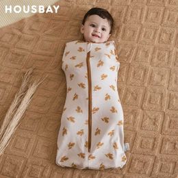 Sleeping Bags Baby Sleeping Bag Newborn Baby Swaddle Sleeveless Sleep Sack Summer Thin 100% Cotton Soft 2-Ways Zipper Diaper Changing Bag Y240517