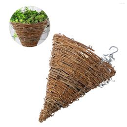 Vases Outdoor Plant Rack Rattan Conical Flower Basket Hanging Weaving Cone Holder Container