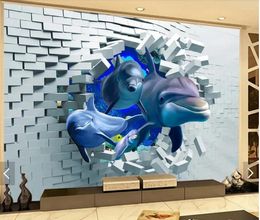 Wallpapers 3D Stereo Brick Dolphin Sea World Mural Po Wallpaper For Living Room Home Wall Art Painting Papel De Parede Paper Custom