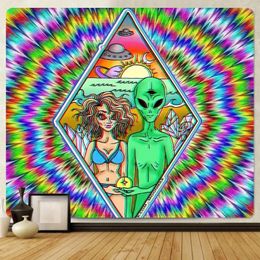 Tapestries Alien Tapestry Home Art Deco Background Cloth Hippie Bohemian Decoration Large Size Sheet Yoga Mat