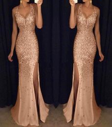 party night dress Women Sequin Prom Sexy Gold dresses Bridesmaid V Neck Long elegant summer Dress robe femme 20195056681