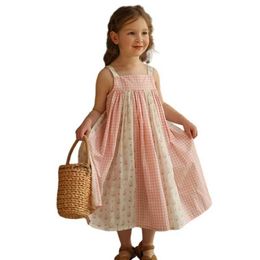 Girl's Dresses Childrens solid Colour dress floral dress girl princess dress childrens patch work dress party sleeveless dress WX