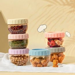 Storage Bottles Plastic Small Snack Jar Portable Stackable Sealed Dry Food Canister Airtight With Lid Candy