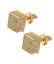 Earrings TOP Jewellery Fashion Women Mens Earrings Hip Hop Diamond Square Stud Earings Iced Out Bling CZ Rock Punk Wedding Gift4562895