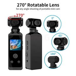 Sports Action Video Cameras 4K action camera 270 rotating pocket camera Wifi Sports DV anti shake bicycle driver recorder underwater travel Vlog camera J240514