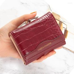 Wallets Leather Women's Wallet Female Short Three-fold Folding Student Version Simple Multi-card Crocodile Pattern Coin Purse Cartera