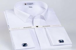 Men039s Classic French Cuff Hidden Button Dress Shirt Longsleeve Formal Business Standardfit White Shirts Cufflinks Included9316492