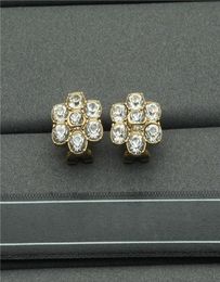 Double Letter Flower Charm Earrings Diamond Floral Designer Studs Temperament Personality Rhinestone Eardrops Whole7146885