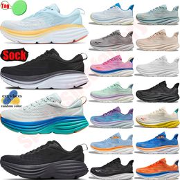 men women running shoes clifton 9 bondi 8 triple black white shifting sand yellow pear cloud blue mint pink lilac marble mens trainers womens designer sneakers