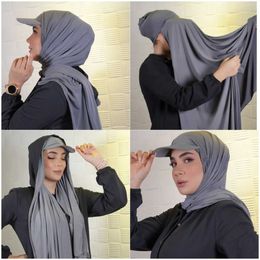 Bandanas Durag 2023 New Fashion Women Hijab Baseball Cs with Instant Jersey Scarf Rea To Wear HIjab Headwr Islamic Clothing Accessories J240516