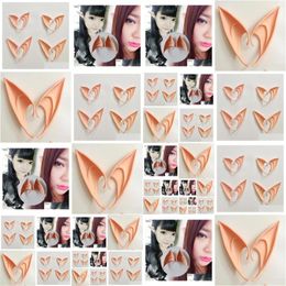 Party Masks Home Garden Festive Mysterious Elf Ears Fairy Cosplay Accessories Latex Soft Prosthetic False Ear Halloween Cos Mask Drop Dh3Tg