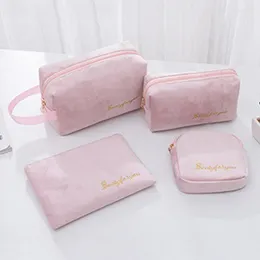 Cosmetic Bags Women Bag Soft Velvet Make Up Storage Pads Toiletry Package Travel Makeup Organiser Pouch Beauty Case Wash