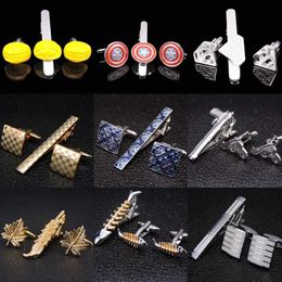 Cuff Links Laser metal cufflink tie clip new fashion music jewelry helmet pistol tie clip mens wedding dress badge pin clip gift