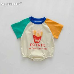 Rompers Loose fitting baby suit for boys and girls French fries shaped triangular climbing baby clothing tight fitting suit d240516