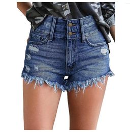 Women's Jeans High Waisted Casual Torn Hole Denim Women Holes Sexy Waist Zipped Skinny Fit Mini Shorts