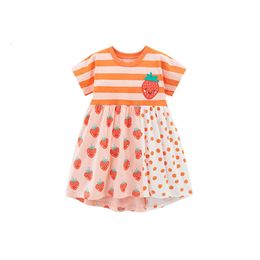 Jumping Metres 2-7 Years Summer Princess Baby Girls Dresses Party Birthday Kids Strawberry Cute Children's Frocks Costume L2405
