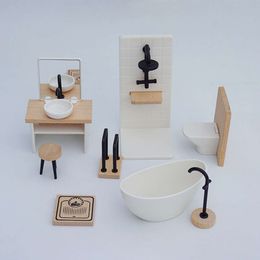 1/12 Simulation Washbasin Tub Toilet Model Dollhouse Bathroom Decor Dolls House Miniature Furniture Accessories