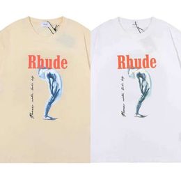 Designer Fashion Clothing Tees Hip Hop Tshirts Rhude Monaco with Gold Help the Tormented Goddess of Beauty Trendy Trend Fitting Men Women Lo s rhudes